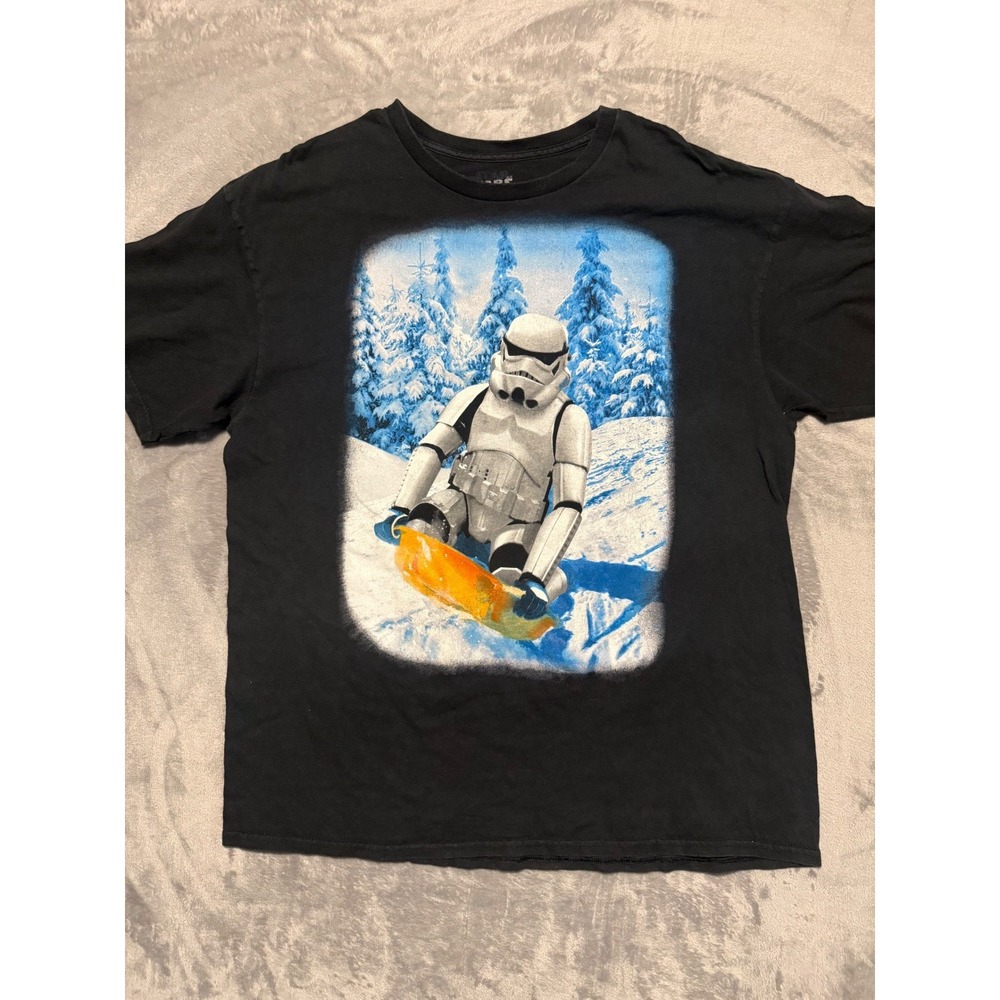 Star Wars T-Shirt Men Large Black Stormtrooper Snowboarding Graphic Short Sleeve